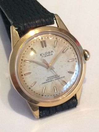Vintage Swiss Gold Plated ELOGA 17 Jewels Mens Dress Watch 2