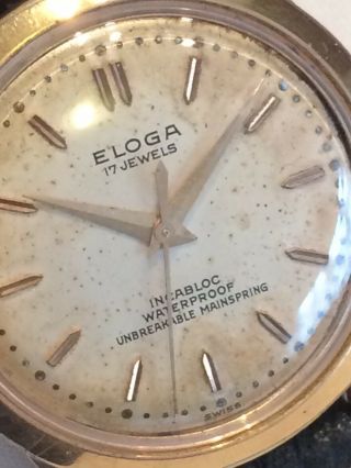 Vintage Swiss Gold Plated ELOGA 17 Jewels Mens Dress Watch 3