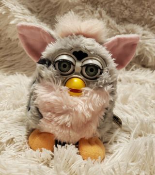 Furby Gray Leopard W/ Pink Tiger Electronics 70 800 1998 Great.