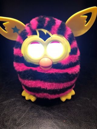 Hasbro Furby Boom Stripes Pink Black Yellow Electronic Interactive Toy 3