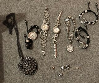 Bundle Costume Jewellery Bead Bracelet Watch’s Diamanté Necklace Earrings