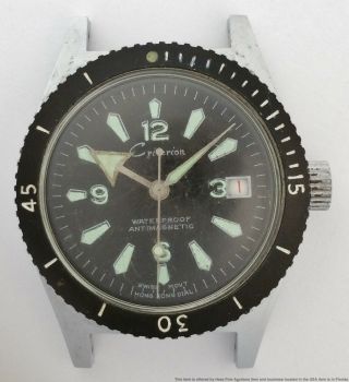 Vintage Criterion Swiss Movement Red Date Mens Diver Skindiver Scuba Watch