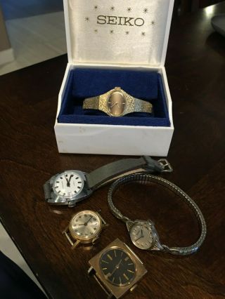 5 Vintage Mechanical Watches All,  Seiko,  Timex,  Bulova 10k Rgp