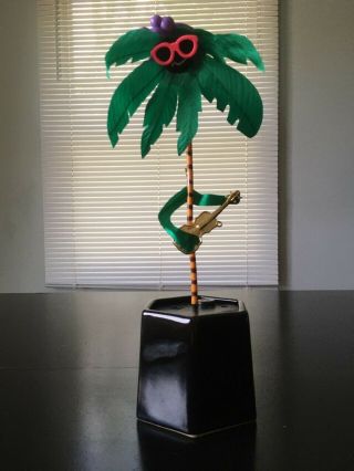 Vintage The Dancing Palm Tree Green W.  Guitar By Gemmy - Sound Activated