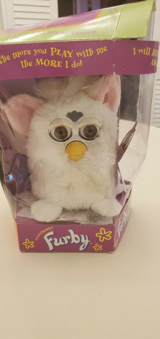 1998 Tiger Electronics Furby White With Pink Ears