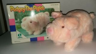 Vintage Iwaya Pudgey The Piglet Plush Walking Oinking Toy Pig W/box 1986