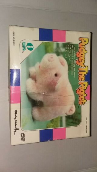 Vintage Iwaya Pudgey The Piglet Plush Walking Oinking Toy Pig w/Box 1986 3
