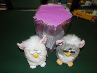 2 Furby 70 - 800 Series 1 Tiger Snowball Electronic Toy - White & Grey And White