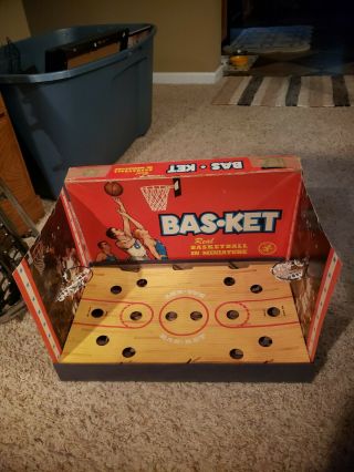Vintage 1960 Bas Ket Basket Ball Board Game By Cadaco Ellis