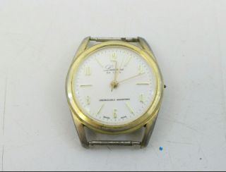 Lucerne De Luxe Vintage Swiss Made Wind Up Mens Gold White Watch - A7