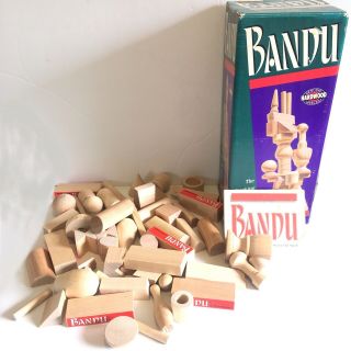 Bandu Milton Bradley Wooden Block Stacking Game 100 Complete Mb 1991