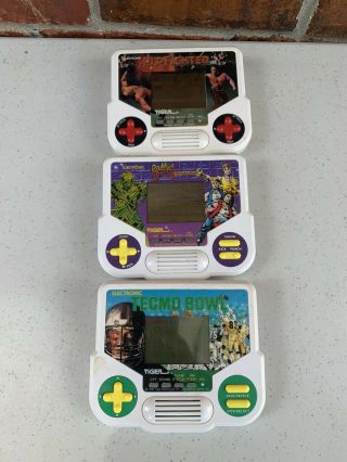 Tiger Electronic Handheld Games Double Dragon 3,  Pit Fighter & Techno Bowl Game
