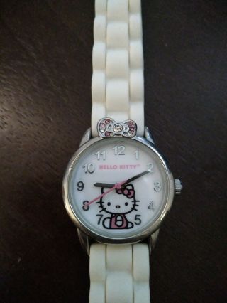 Hello Kitty Watch With A Pink Bow Plastic Weave Band.  1976 - 2016.
