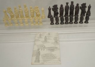 E.  S.  Lowe Anri Cream Dark Brown Renaissance Chessmen 1959