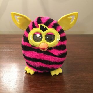 2012 Hasbro Furby Boom Pink and Black Stripes Interactive Toy - & 2