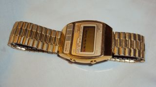 Vintage Seiko A159 - 4029 - G Mens Lcd Digital Gold Plate Chronograph Watch