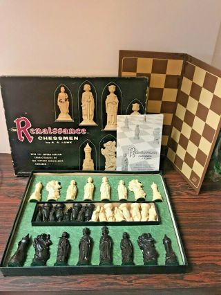 Vintage 1959 Renaissance Chessmen E.  S.  Lowe N 832 Complete Set Us