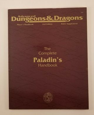Complete Paladins Handbook Ad&d 2nd Ed Supplement 2147 Tsr Dungeons & Dragons