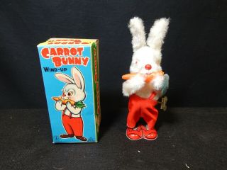 Vintage Alps Mechanical Carrot Bunny Wind - Up Toy Japan