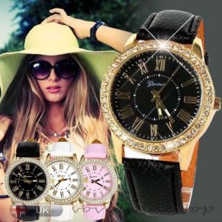 Luxury Fashion Women Watch Stainless Steel Analog Leather Quartz Wrist Watch Fi