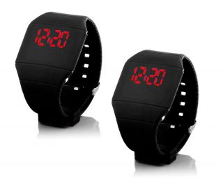 2x Digital Silikon Led Armband Uhr Armbanduhr Watch Unisex Sport Fitness Schwarz