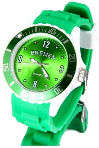 Silikonuhr Armbanduhr Uhr Mit Silikon - Armband Städte - Uhren Motiv: " Bremen " Grün