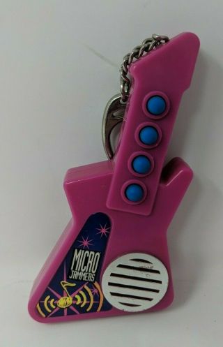 1995 Micro Jammers 6 " Rock Guitar Pink Cap Toys Vtg Needs Batteries Keychain