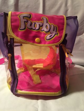 Vintage 1999 Tiger Furby Clear Carry Along Backpack