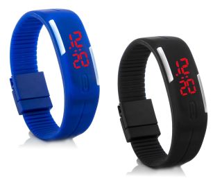 2x Digital Silikon Led Armband Uhr Armbanduhr Watch Herren Damen Kinder Sport Bs