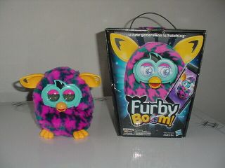 2012 Hasbro Furby Boom Aqua Yellow Green Purple Interactive Pet Toy - W/ Box