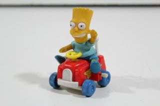 Vintage 1990 Bart Simpson Arco Wind Up Toy Riding Crazy Wobble Car The Simpsons