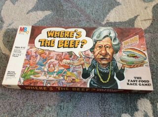 Vintage Where’s The Beef? Board Game Milton Bradley 1984 Wendys Fast Food