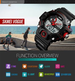 SKMEI Digital Sport Watch For Men Analog Quartz Wristwatch 50m Waterproof 1331 3