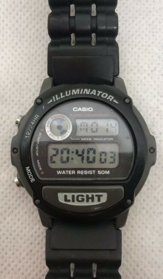 Casio Illuminator W87h Alarm Chronograph Digital Watch Wr 5 Bar Black