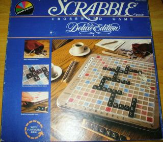 Scrabble Deluxe 1977 Turntable Game Burgundy Tiles 100 Complete Cond