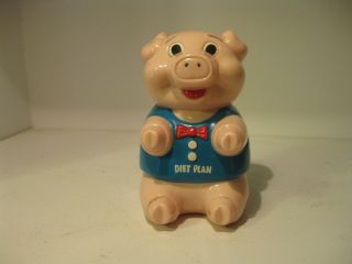 Vintage 1988 Diet Plan Battery Operated 5 " Tall Plastic Toy Pig Fundamental Too