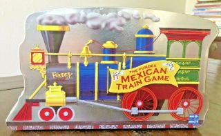 Fundex Mexican Train Dominoes Game Set In Collectible Tin.  Electronic Game Hub.