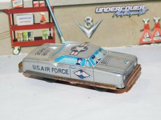 Vintage Tin Litho Toy Friction Us Air Force Car Silver