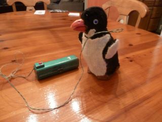 Vintage Tin And Fabric Battery Operated Penguin Toy