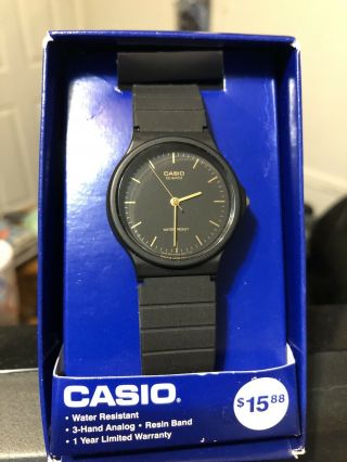 Casio Mq24 - 1e,  Classic Analog Watch,  Black Resin Band,  Water Resistant