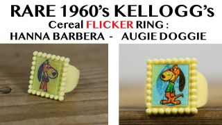 Rare 1960s Hanna Barbera Augie Doggie Flicker Ring Kelloggs Cereal Prize Premium