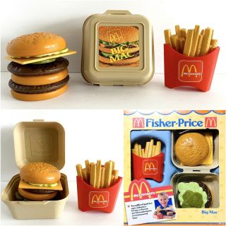 Vtg Fisher Price Mcdonalds Play Food Set Fun For Tike Big Mac French Fries 1988