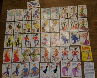 Vintage Old Maid Card Game Whitman 4492 In - Complete 44 Cards W/ Rules " No Case "