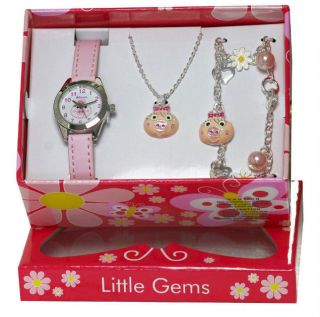 Piggy Pig Watch & Jewellery Charm Bracelet Necklace Gift Set Boxed Little Gems