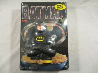 Vintage 1989 Factory Ralston Batman Cereal Box With Bank Full