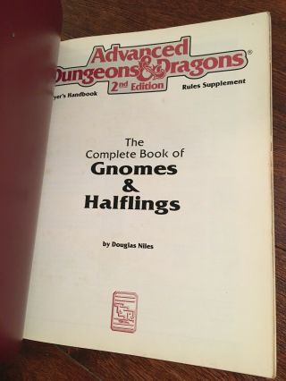 AD&D The Complete Book of Gnomes and Halflings 2nd Ed TSR PHBR9 2134 3