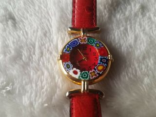 Woman Le Murrine Veneziane Quartz Watch With Red Face Needs Battery