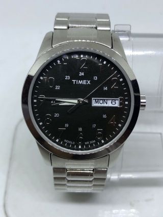 Timex Men’s T2m935 Silver Tone Black Dial Analog Watch 6