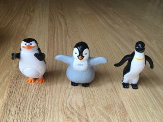 Burger King Happy Meal Toys Set Of 3 Penguins - Happy Feet,  Madagascar