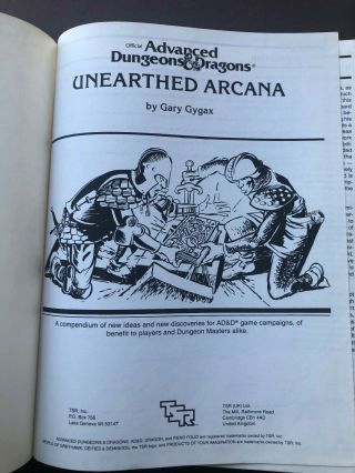 TSR Advanced Dungeons & Dragons UNEARTHED ARCANA HC 1985 2